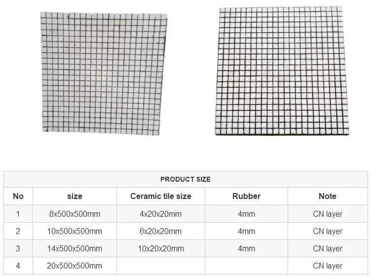 92% Al2O3 Alumina Ceramic Rubber Wear Liner with Cn Bonding